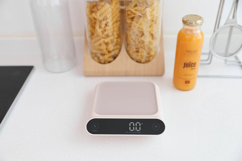 mooas Modern Square Digital Kitchen Scale (0.5g - 1kg) - Pink Beige MO-MKS1PB