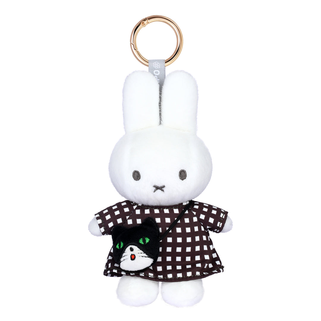 VIPO Miffy 毛絨鑰匙扣 - 黑白格紋貓咪包 | MIF37634