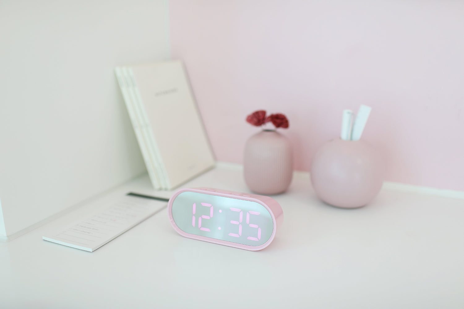 mooas Pop Mirror Mini Clock - Pink MO-MC-M2PK