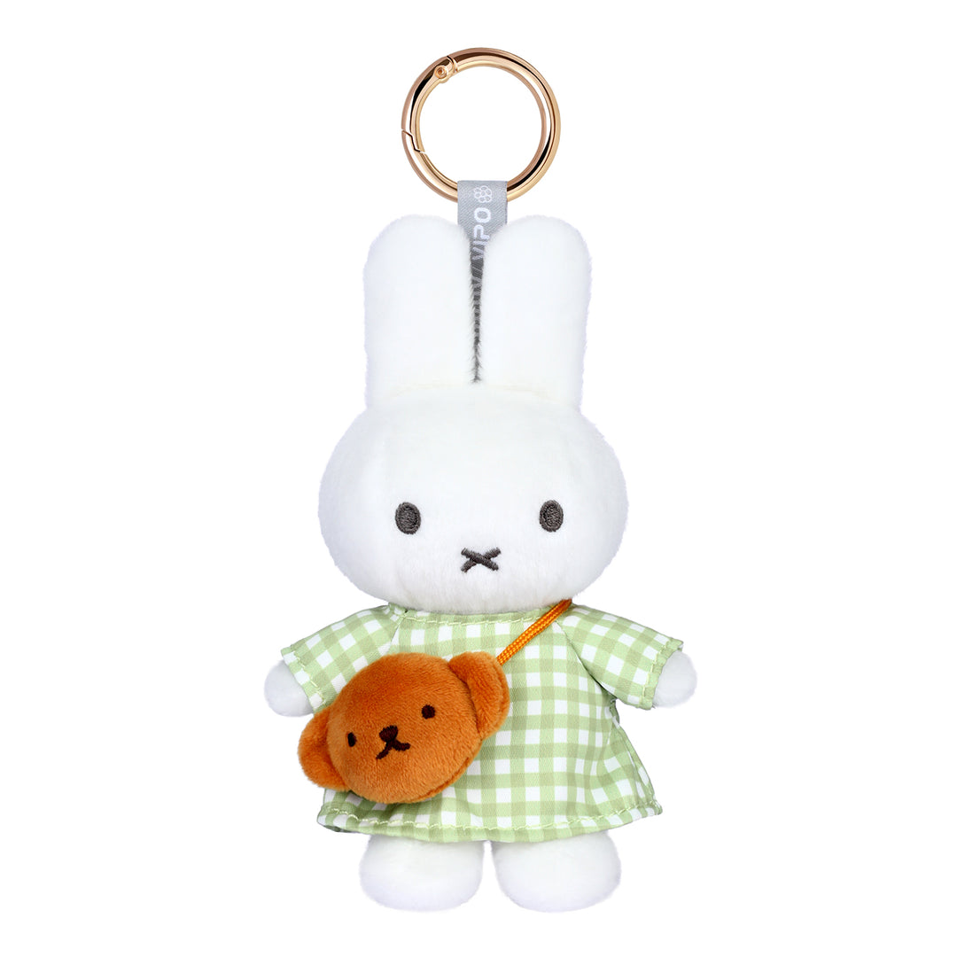 VIPO Miffy 毛絨鑰匙扣 - 綠白格紋小熊包 | MIF37637