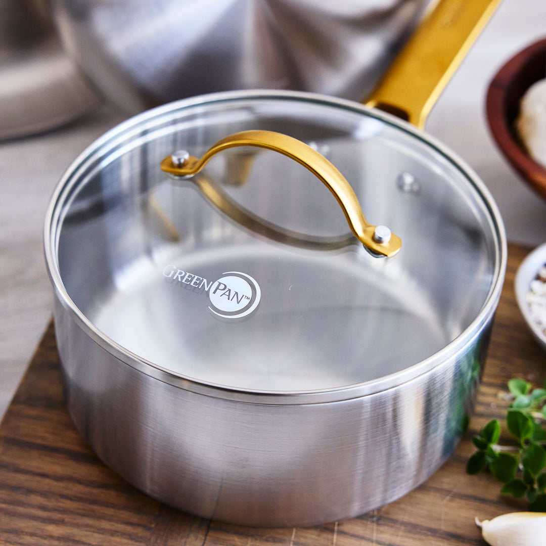 GreenPan Padova 不鏽鋼單柄深鍋 20cm 附蓋 | CC010327