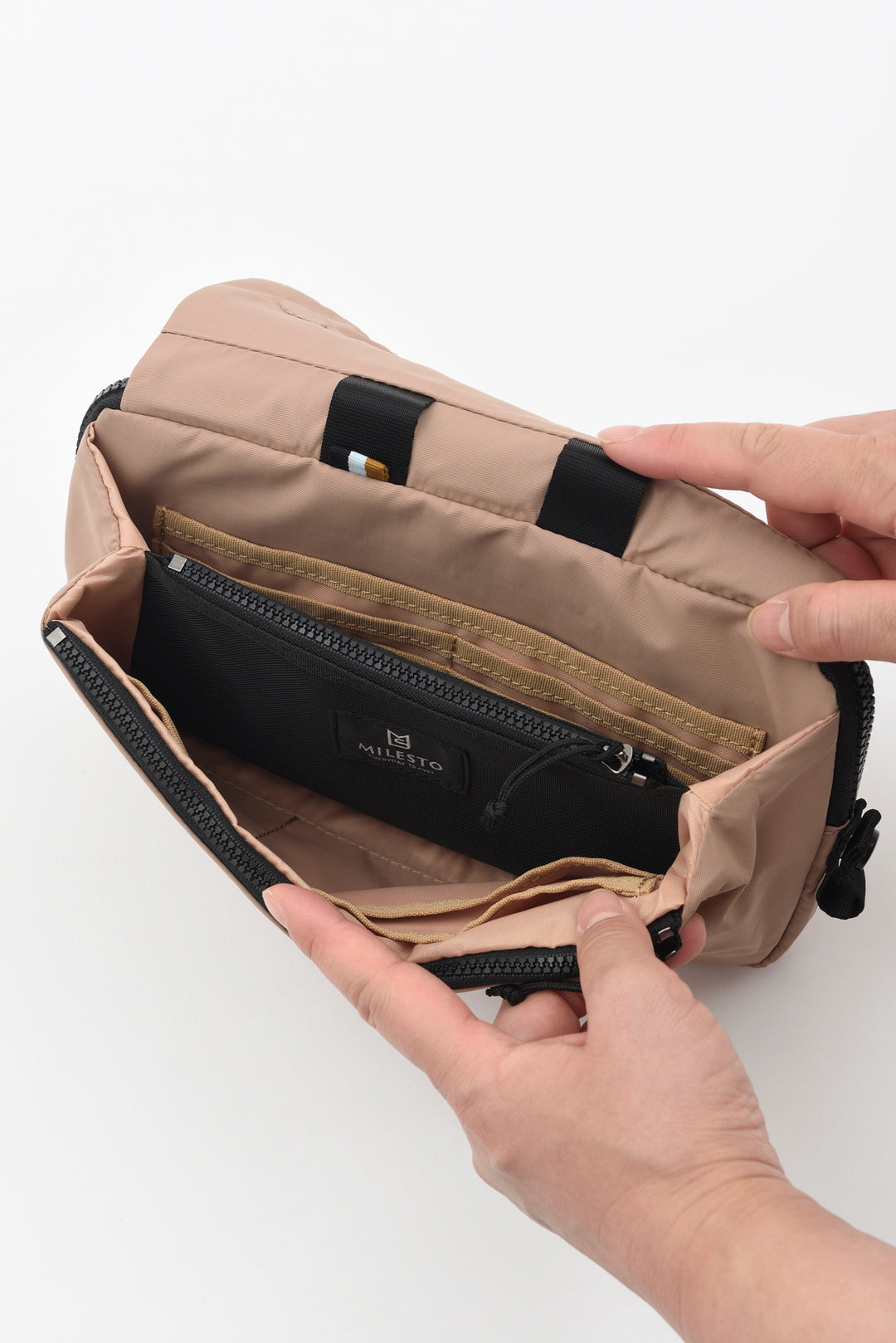 MILESTO TROT Multi Shoulder Bag - Beige MLS878-BE