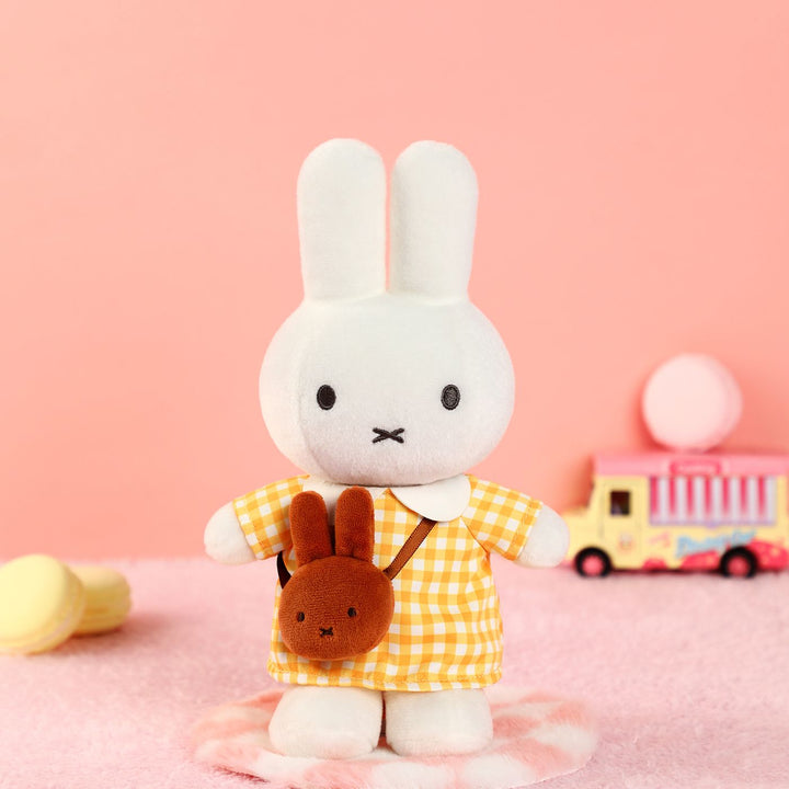 VIPO Miffy 黃色格紋連身裙毛公仔 | MIF37623