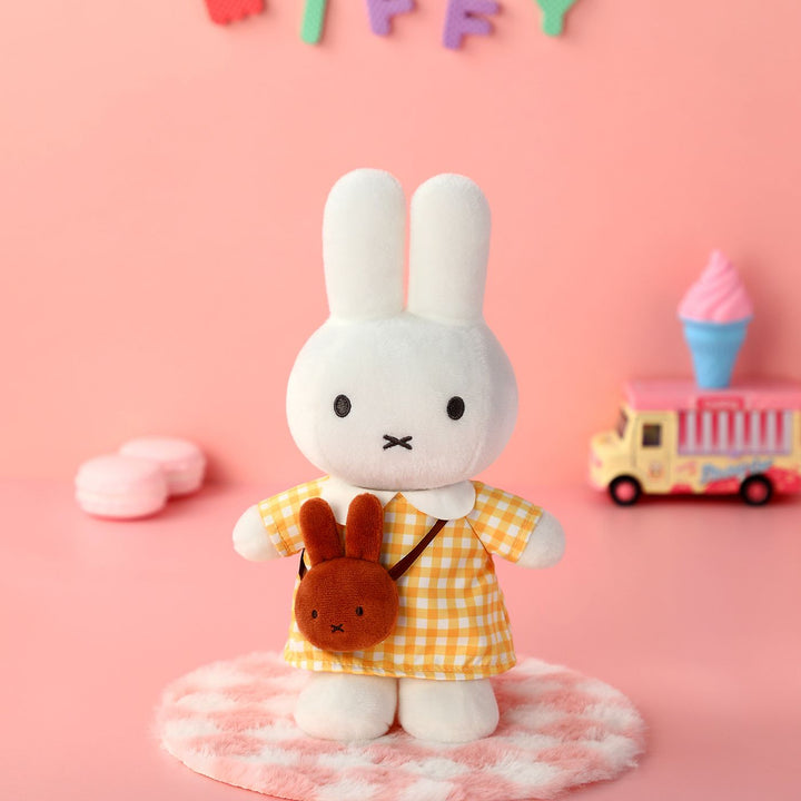 VIPO Miffy 黃色格紋連身裙毛公仔 | MIF37623