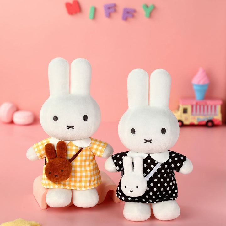 VIPO Miffy 黃色格紋連身裙毛公仔 | MIF37623