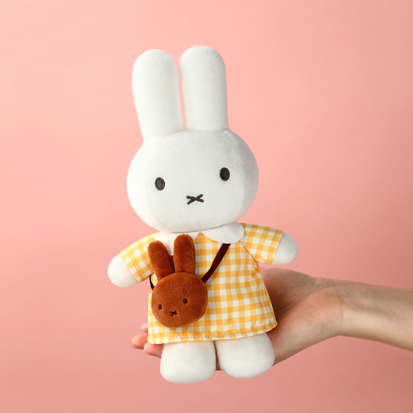 VIPO Miffy 黃色格紋連身裙毛公仔 | MIF37623