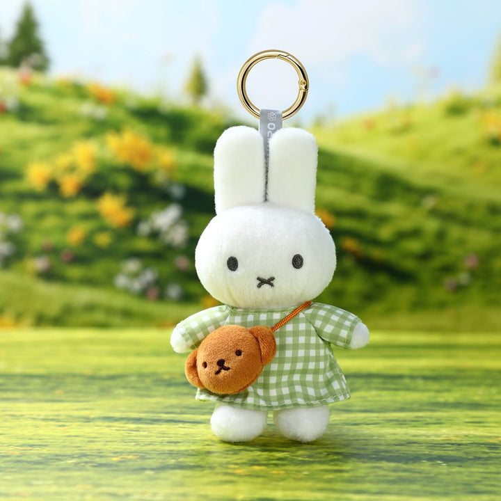 VIPO Miffy 毛絨鑰匙扣 - 綠白格紋小熊包 | MIF37637