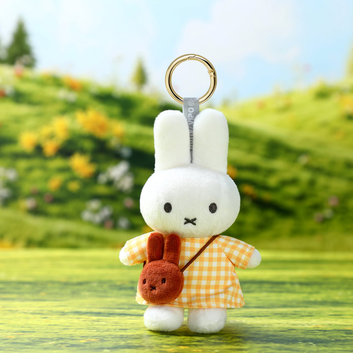 VIPO Miffy 毛絨鑰匙扣 - 黃白格紋梅蘭妮包 | MIF37639