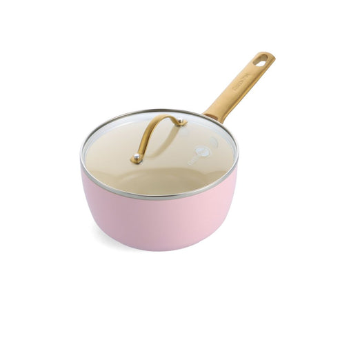 GP - Padova 粉紅色陶瓷易潔單柄鍋連蓋 18cm