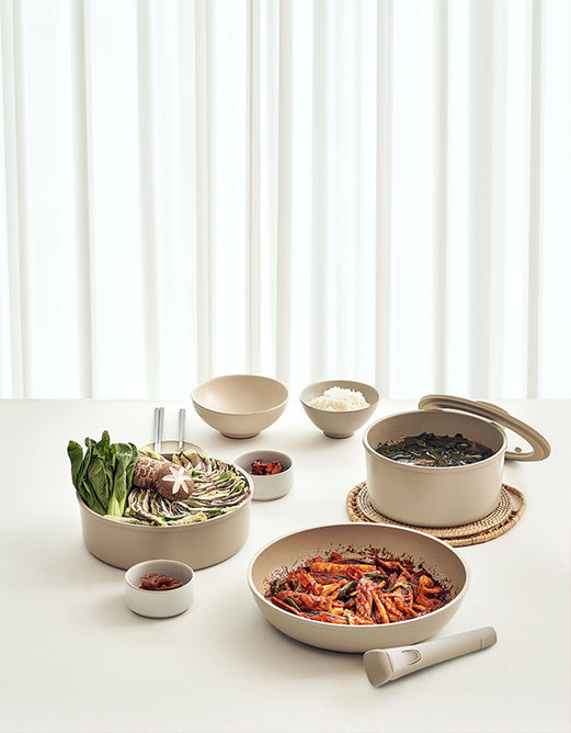dogado 天然陶瓷鍋6件套裝 - 米灰色 JBAA-2110